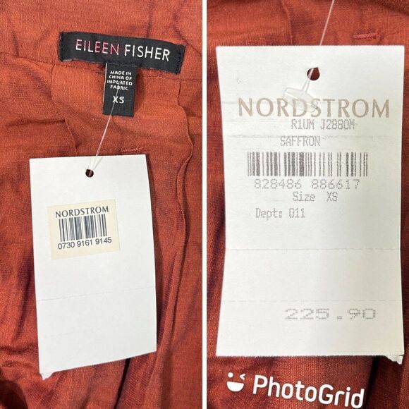 Eileen Fisher Rust Orange Crinkle Jacket tuck away Hood Size XS Nylon Blend - Picture 5 of 12